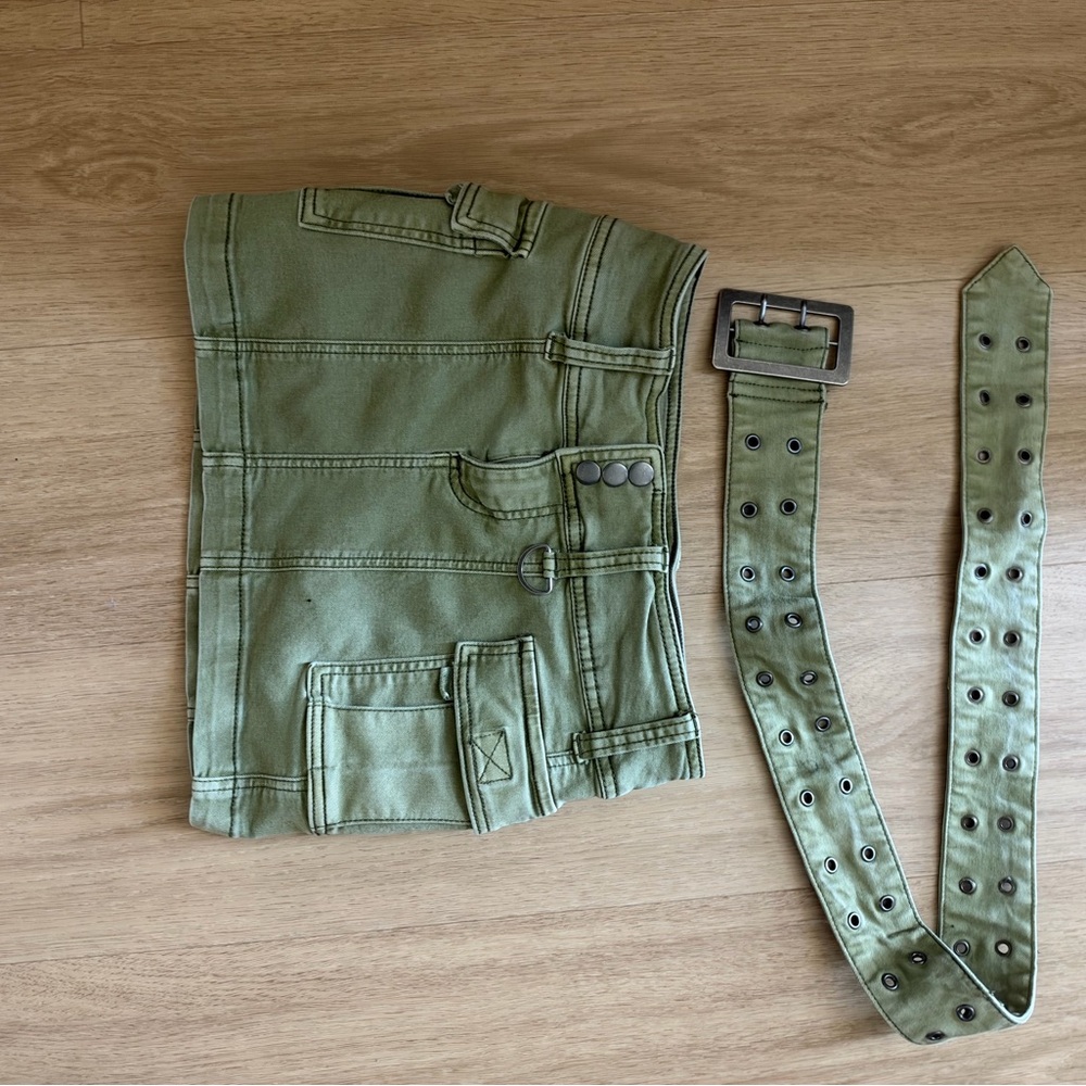 Urban Outfitters green cargo mini skirt with belt